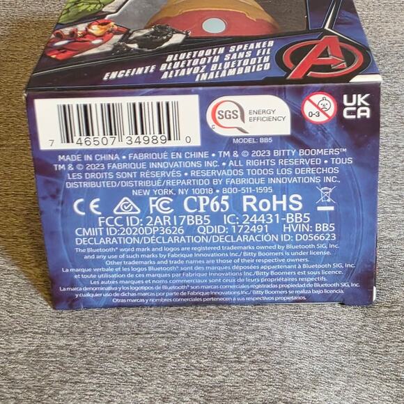 Avengers Iron Man Bitty Bommers Portable Wireless Bluetooth Speaker SEALED - Picture 3 of 3